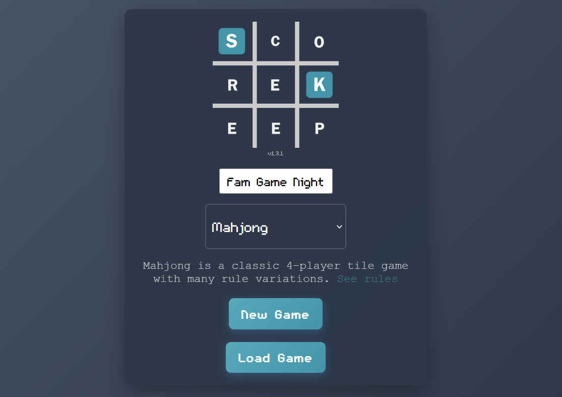 ScoreKeep app - Starting a game